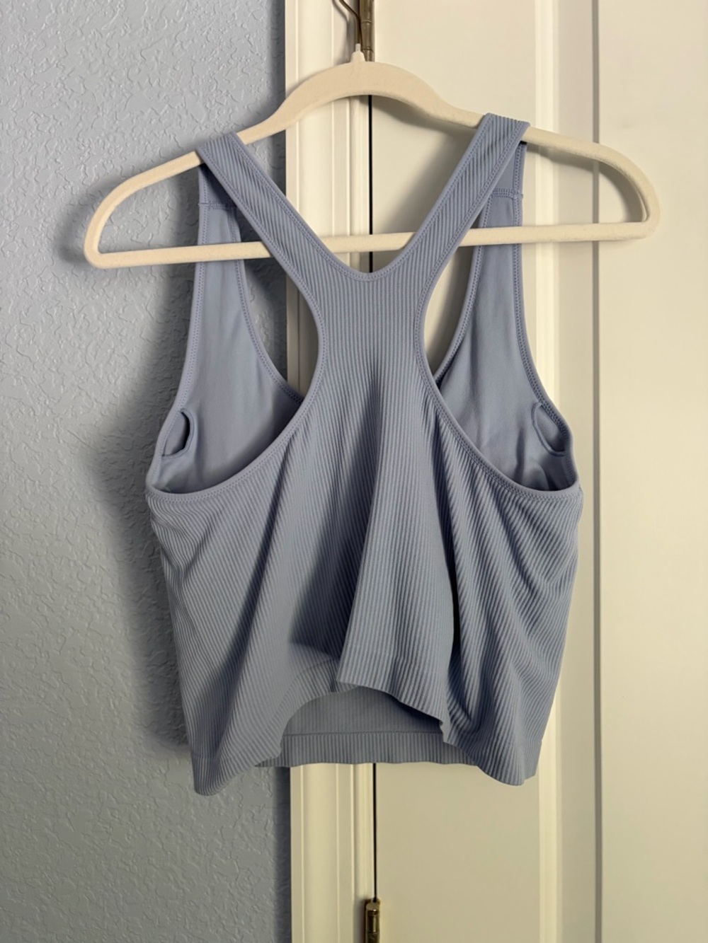 Light Blue Ribbed Racerback Cropped Tank - Picture 2 of 2